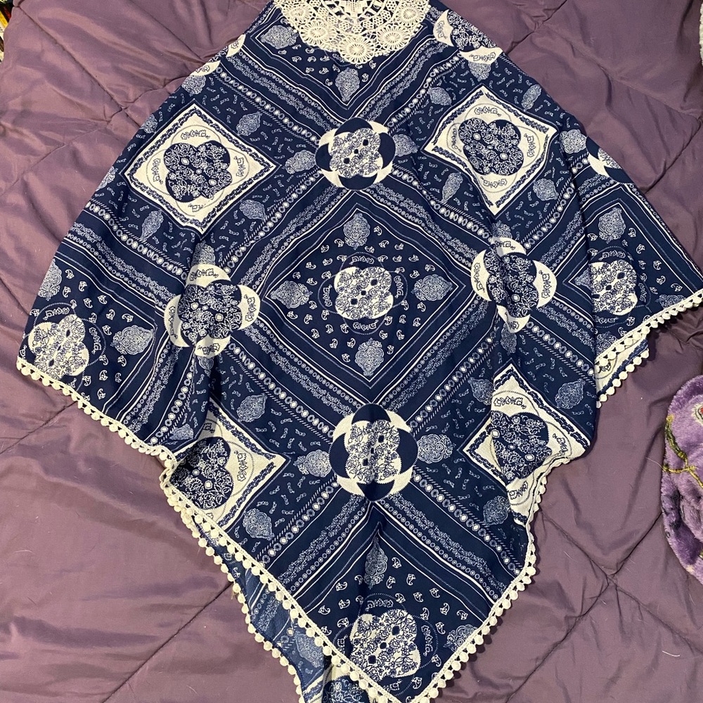 Navy Blue and White Pattern cover up